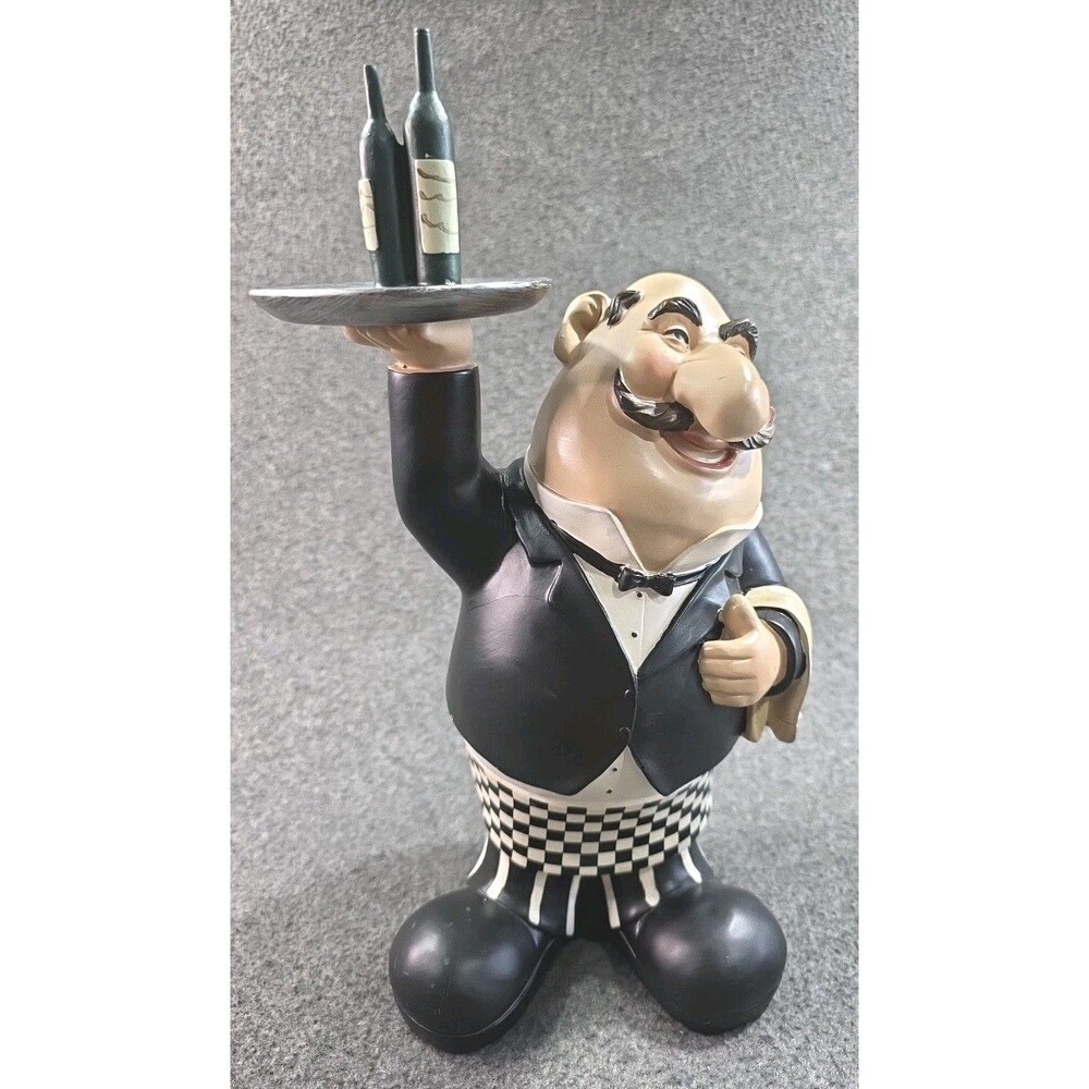 Waiter Butler Statue Wine Delivery Dining Accessory Figurine Home Decor